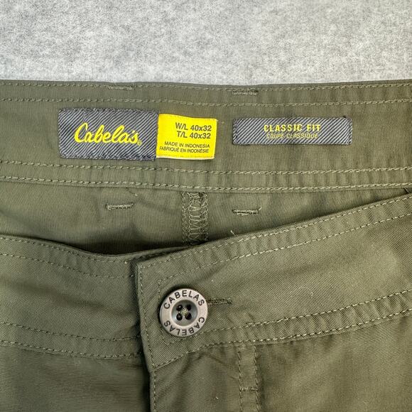 Cabela’s Convertible Hiking Cargo Pants Men 40x32 Army Green Classic Fit Zip-Off - Picture 4 of 13